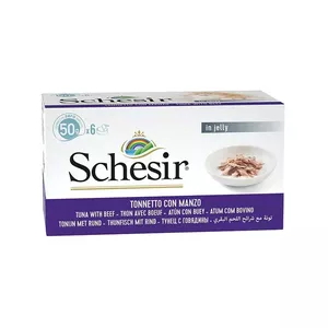 Wet cat food Agras Pet Foods Schesir Tuna with beef pouch 6×50 g, 13% protein, 82% moisture