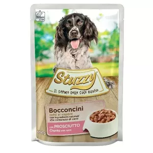 Консервы для собак Agras Pet Foods Stuzzy кусочки с ветчиной 100 г пакет, взрослым, 82% влажности, 7% белка