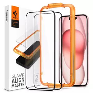 Прозрачная защитная стеклянная плёнка Spigen Glas.tR AlignMaster для Apple iPhone 15 Plus, комплект 2 шт.
