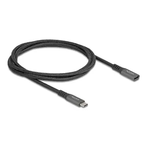 DeLOCK USB Extension Cable USB Type-C male to female 10 Gbps 1 m grey metal