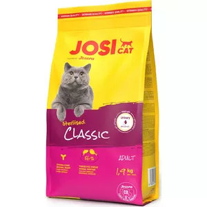 Sausais kaķu barība JosiCat Sterilised Classic 1,9 kg — pilnvērtīga barība sterilizētām pieaugušām kaķēm