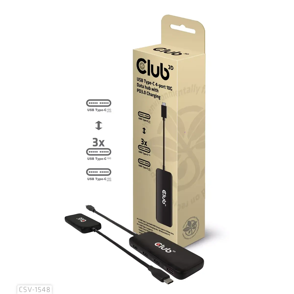 USB Type-C 4-portu hubs CLUB3D CSV-1548 Photo 2