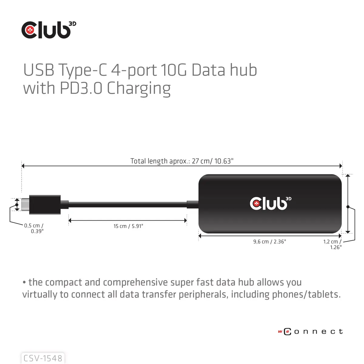 USB Type-C 4-portu hubs CLUB3D CSV-1548 Photo 4