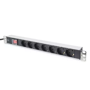 Алюминиевый сетевой фильтр Digitus DN-95402 с выключателем 7 розеток Type F кабель 2 m 250 В 16 А 4000 Вт