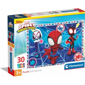 Puzzle 30 pieces Clementoni — Super Color: Spidey and His Amazing Friends, cardboard jigsaw for children