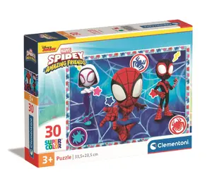 Puzzle 30 gab. Clementoni — Super Color: Spidey and His Amazing Friends, kartona puzle bērniem