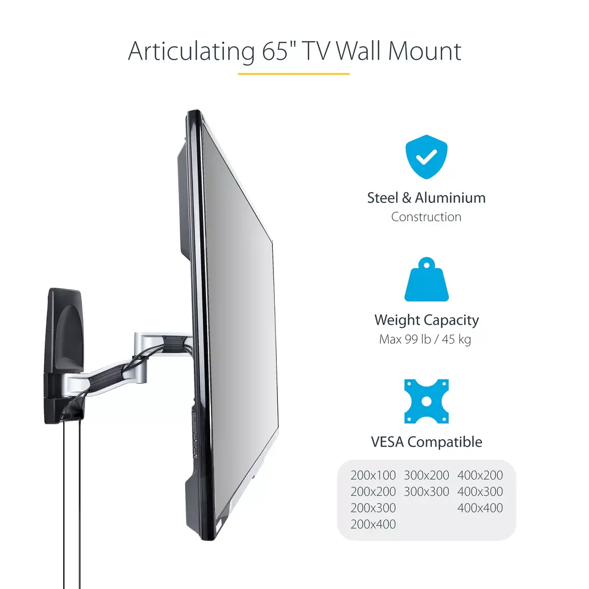 Artikulējošs TV sienas stiprinājums StarTech.com TV-WALL-MOUNT-65FS Photo 10