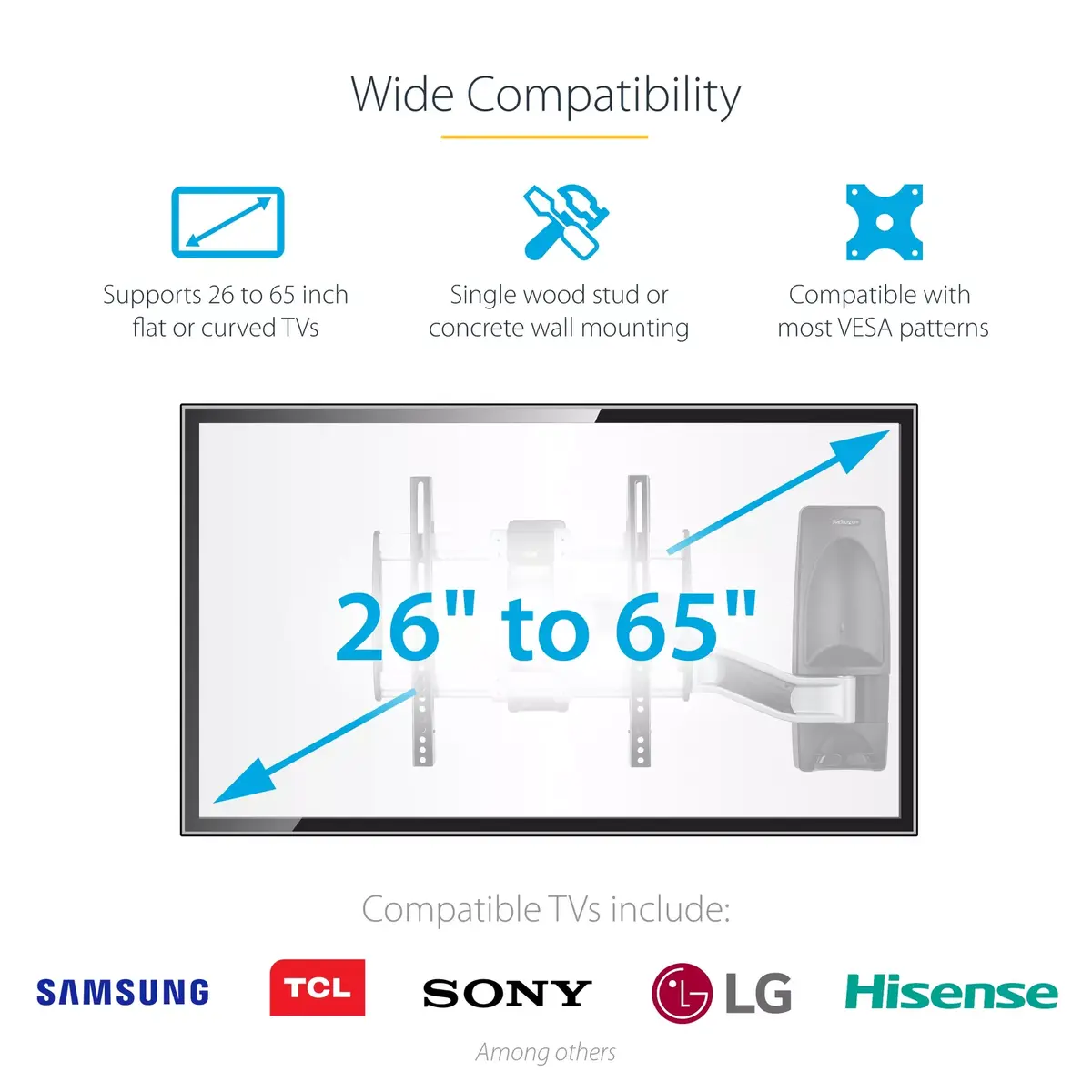Artikulējošs TV sienas stiprinājums StarTech.com TV-WALL-MOUNT-65FS Photo 14