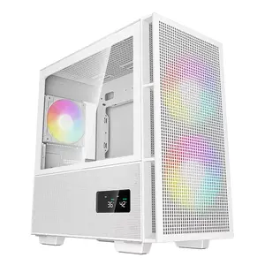 PC case DeepCool R-CH360-WHAPE3D-G-1 Micro Tower — white, micro-ATX/mini-ITX, tempered glass, 3x140mm front, USB-C