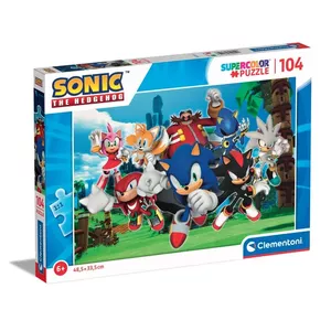 Пазл Clementoni Supercolor Sonic the Hedgehog, 104 детали, ширина 485 мм, возраст 6–8 лет