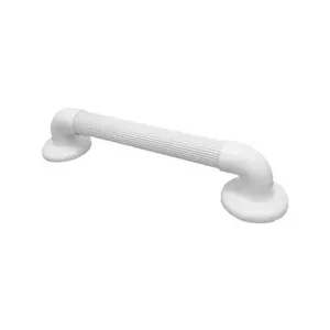 Bathroom handrail REHA FUND RF-910/40 — 40 cm straight stainless support rail, white, technopolymer grip