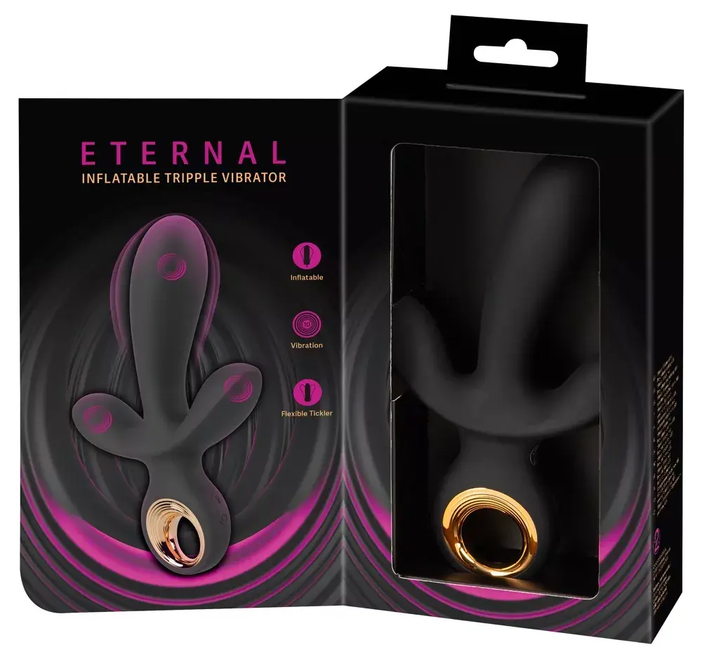 Надувной тройной вибратор Eternal — силикон, перезаряжаемый Photo 11