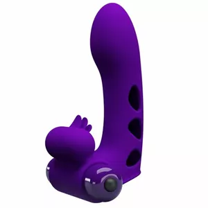 Penis extension sleeve pretty love Orlando purple — silicone finger-cover vibrator, textured, flexible fit