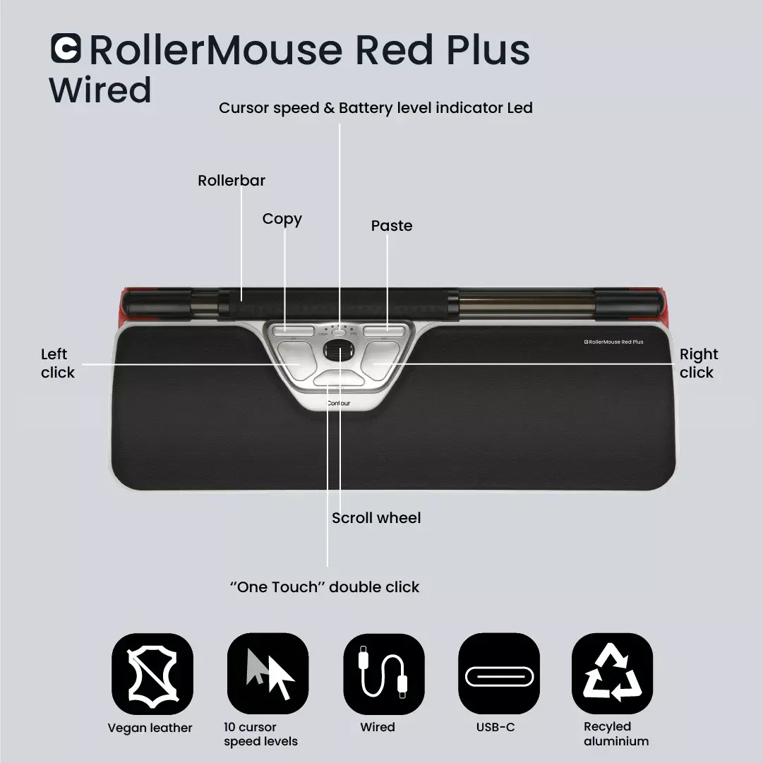 Contour Design RollerMouse Red Plus Wired Mouse Photo 5