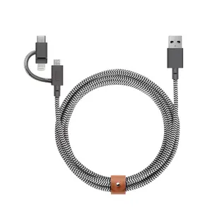 Кабель USB 2.0 native union BELT-ULC-ZEB-NP 2 м USB A на USB‑C / Micro‑USB B / Lightning черный белый