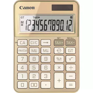 Desktop calculator Canon KS-125KB with 12-digit display, tax functions, battery/solar, gold