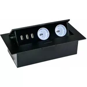 Built-in countertop power outlet ORNO OR-AE-1324/B — 3×USB, 2×230V AC, black