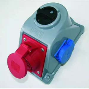 PCE Combo-Pol 16A 400V 3P+Z+N with built-in switch and 2x230V outlets IP44 (model 96061542W)