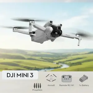 DJI Mini 3 drons ar DJI RC-N1 pulti - vieglais 249g drons ar 4K HDR video, līdz 38 minūtēm lidojuma laiks, tālvadības pulti bez ekrāna