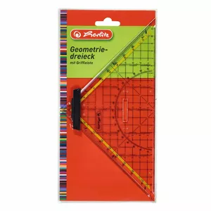 Geometry set square big plastic with grip 25cm transparent Herlitz