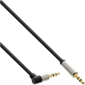 InLine Slim Audio Cable 3.5mm Male to 3.5mm Male Angled Stereo Gold-Plated Black