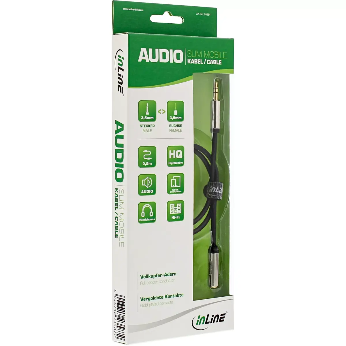 Audio kabelis InLine Slim 3.5mm male / female Photo 2