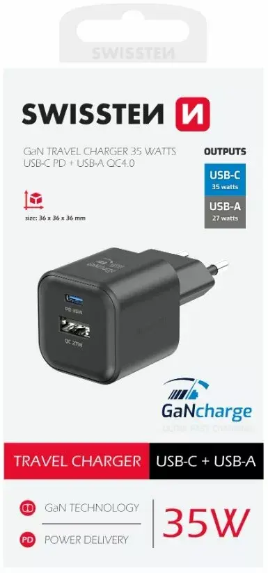 SWISSTEN lādētājs 35W PD USB‑C 27W QC 22071210 Photo 3