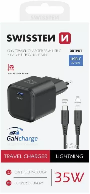 SWISSTEN GaN USB-C 35 Вт PD зарядное Photo 3