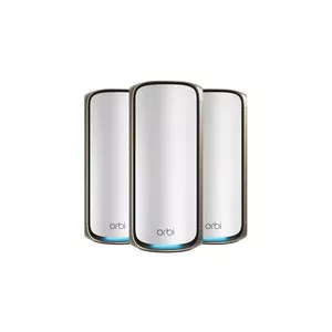 Mesh satellite NETGEAR Orbi 970 Series Quad‑Band WiFi 7 3‑pack — Quad‑band (2.4 / 5 / 5 / 6 GHz), Wi‑Fi 6, Internal antennas