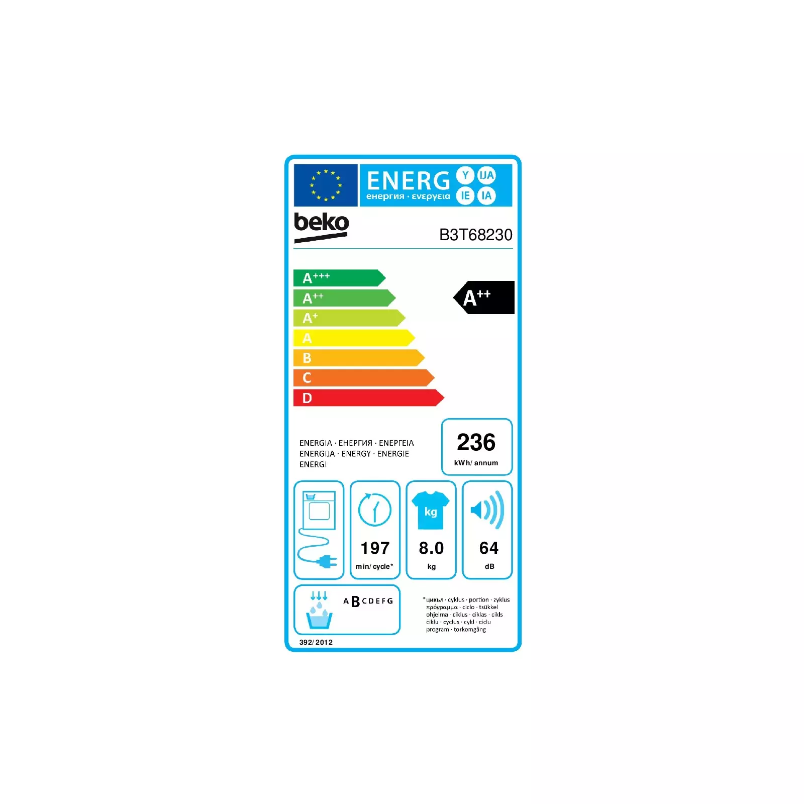 Beko B3T68230 tumble dryer B3T68230 Photo 7