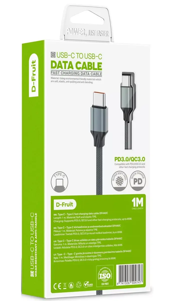 USB-C kabelis D-Fruit DF440C 1 m Photo 2