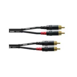 Audio cable CORDIAL CFU 0.9 CC — 2×RCA male to 2×RCA male, 0.9 m, black, gold-plated contacts