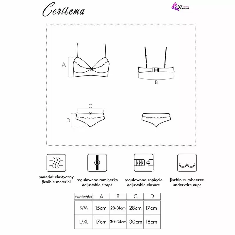 Комплект бюстгальтера и трусиков LIVCO CORSETTI FASHION D 75 Cerisema LC 21005 Photo 5