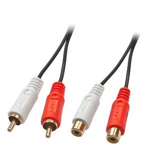 Lindy Premium Phono līdz Phono pagarinātājs 2m 2 x RCA vīrišķais līdz 2 x RCA sievišķais melns sarkans balts