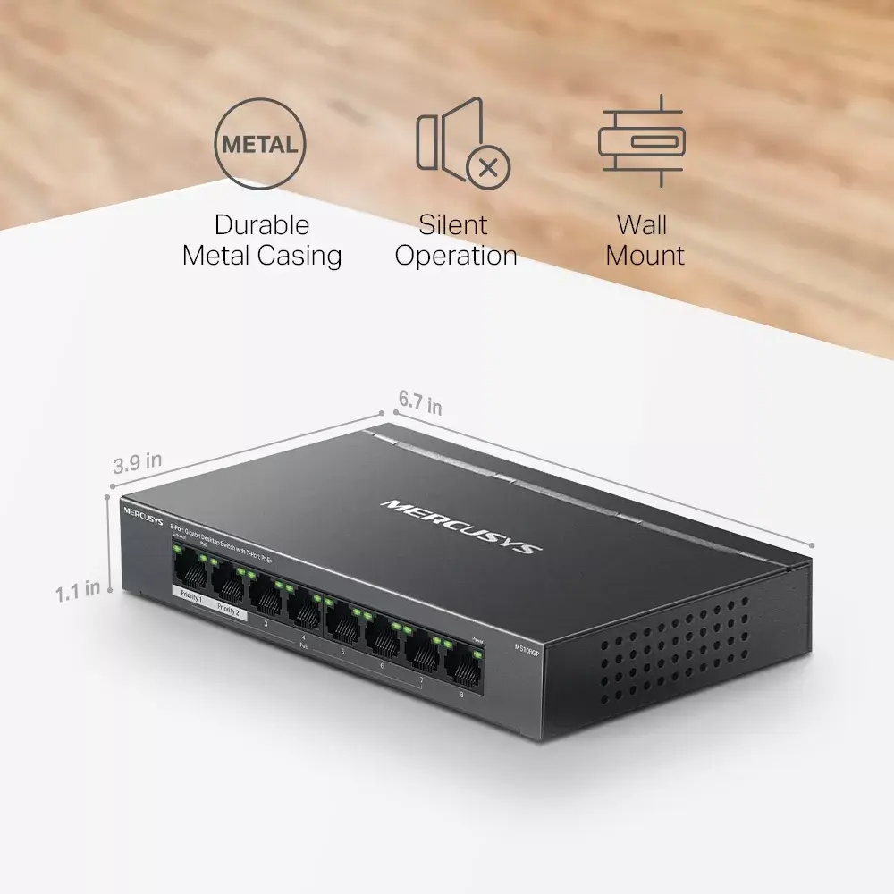 MERCUSYS MS108GP pārvaldāms 8 portu Gigabit slēdzis Photo 10
