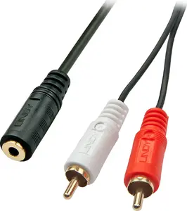 AV adaptera kabelis Lindy 0.25m 3.5mm Female uz 2 x RCA Male