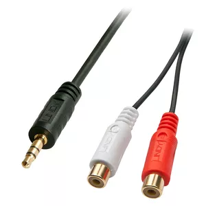 AV adaptera kabelis Lindy 0.25m 3.5mm Male uz 2 x RCA Female