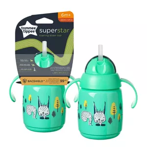 Cup tommee tippee 300 ml green with straw, model 478306, for 6+ months