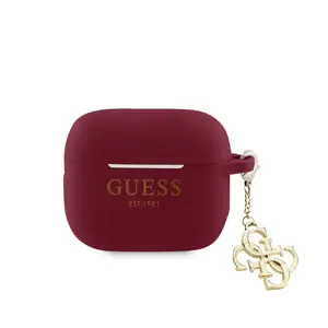 Silikona vāciņš GUESS GUA3LECG4M AirPods ar Classic logotipu, zelta 4G piekariņu, Marengo
