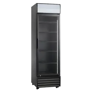 Торговый холодильник Scandomestic SD 417 BE, 280 л, отдельно стоящий, чёрный, LED-подсветка, 4 колёсика