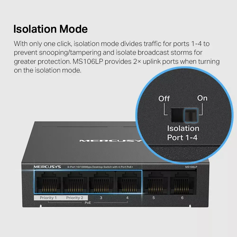 Pārvaldāms komutators MERCUSYS MS106LP 6‑portu PoE+ Photo 7