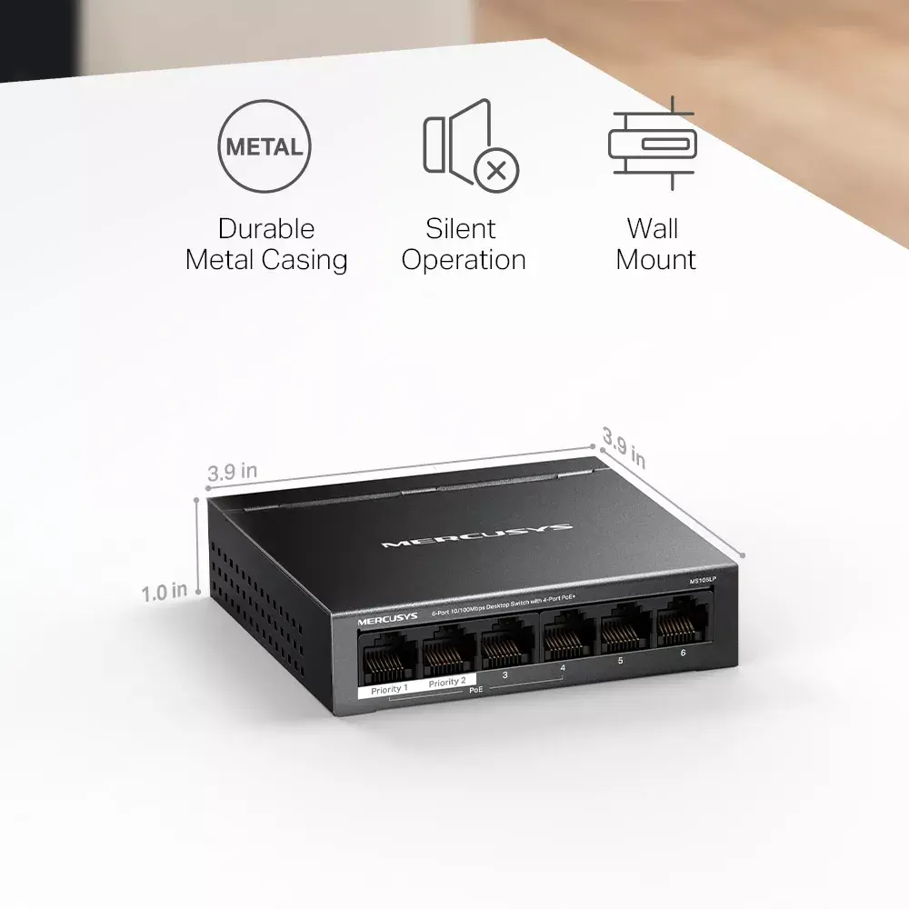 Pārvaldāms komutators MERCUSYS MS106LP 6‑portu PoE+ Photo 10