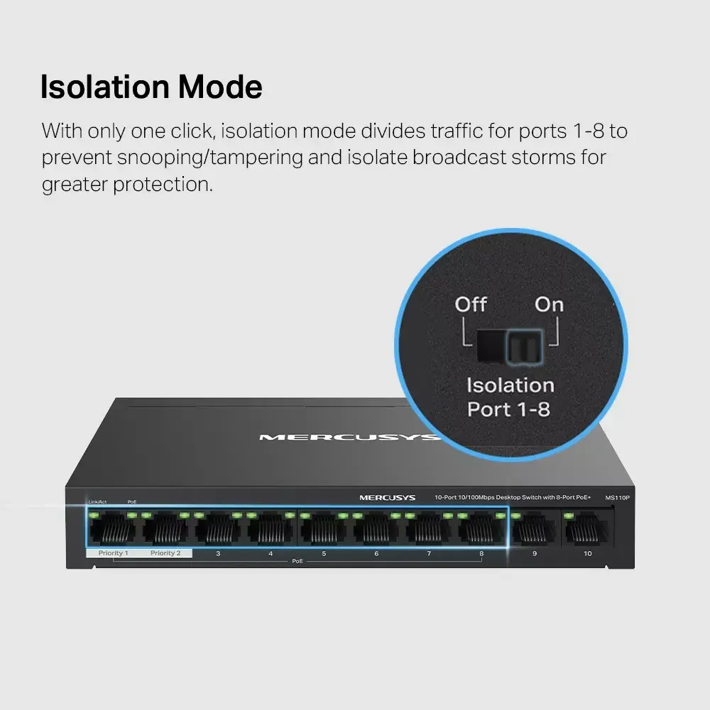 MERCUSYS MS110P pārvaldāms 10 portu 8×PoE+ switch Photo 7