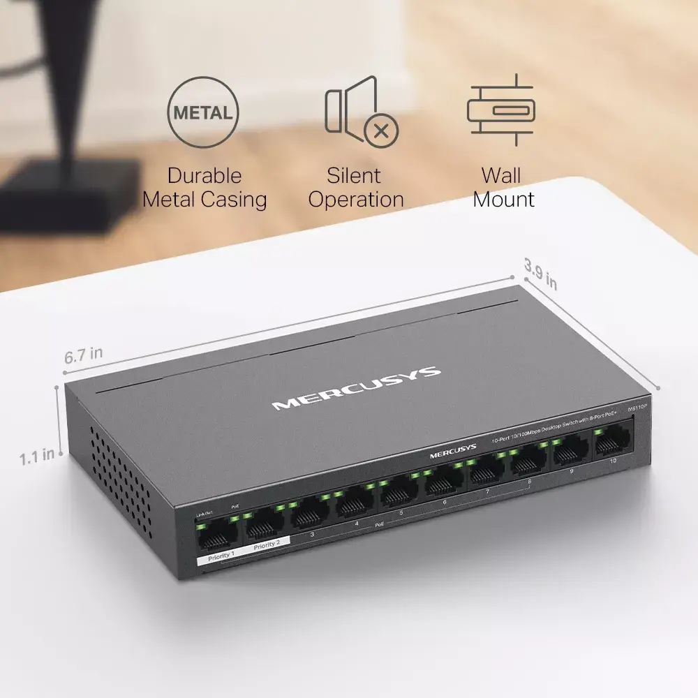 MERCUSYS MS110P pārvaldāms 10 portu 8×PoE+ switch Photo 10