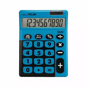 Desktop calculator Milan Duo Basic — 10-digit, battery/solar, blue