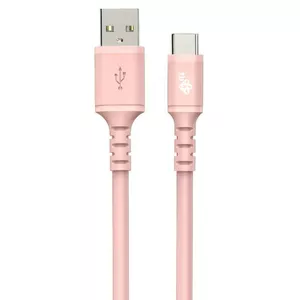 USB - USB C kabelis 1 m silikona rozā krāsā