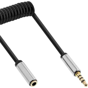 InLine Slim Audio spiral cable 3.5mm male/female 4-pin Stereo 0.5m