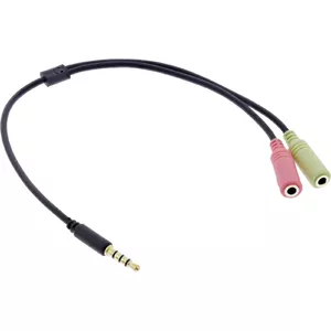 Аудио адаптерный кабель InLine 99302J 1м 3.5мм Мужской 4 Pin / 2x 3.5мм Женский
