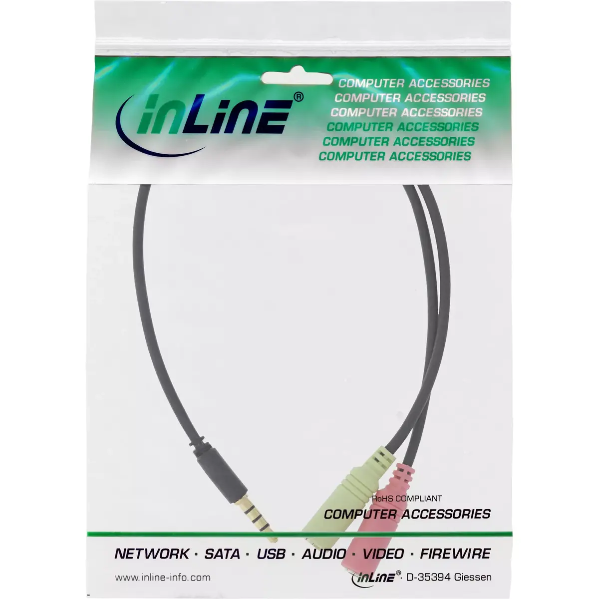 Audio austiņu adaptera kabelis InLine 99302K Photo 2