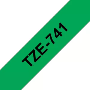 Label tape Brother TZE-741 Black on green 1.8 cm 8 m
